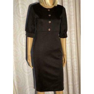 Blooming by Chloe Womens Black Polyester Stretchy Dress L Animal Print Buttons